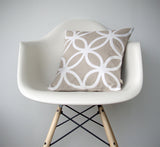 Geometric Pillow - Cream and Natural Linen