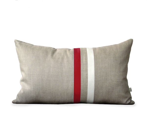 Striped Pillow - Marsala/Cream/Natural