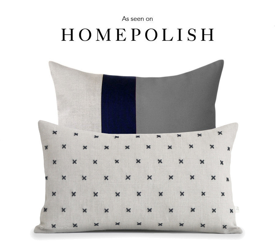 As seen on HOMEPOLISH - Colorblock and Stitched Linen Pillow Cover Set