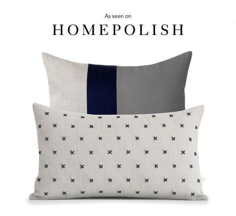 As seen on HOMEPOLISH - Colorblock and Stitched Linen Pillow Cover Set