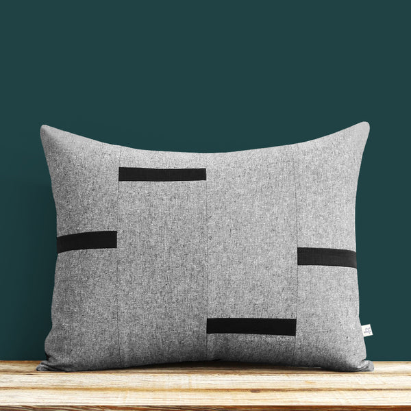 Interconnection Pillow - Black and Black Chambray