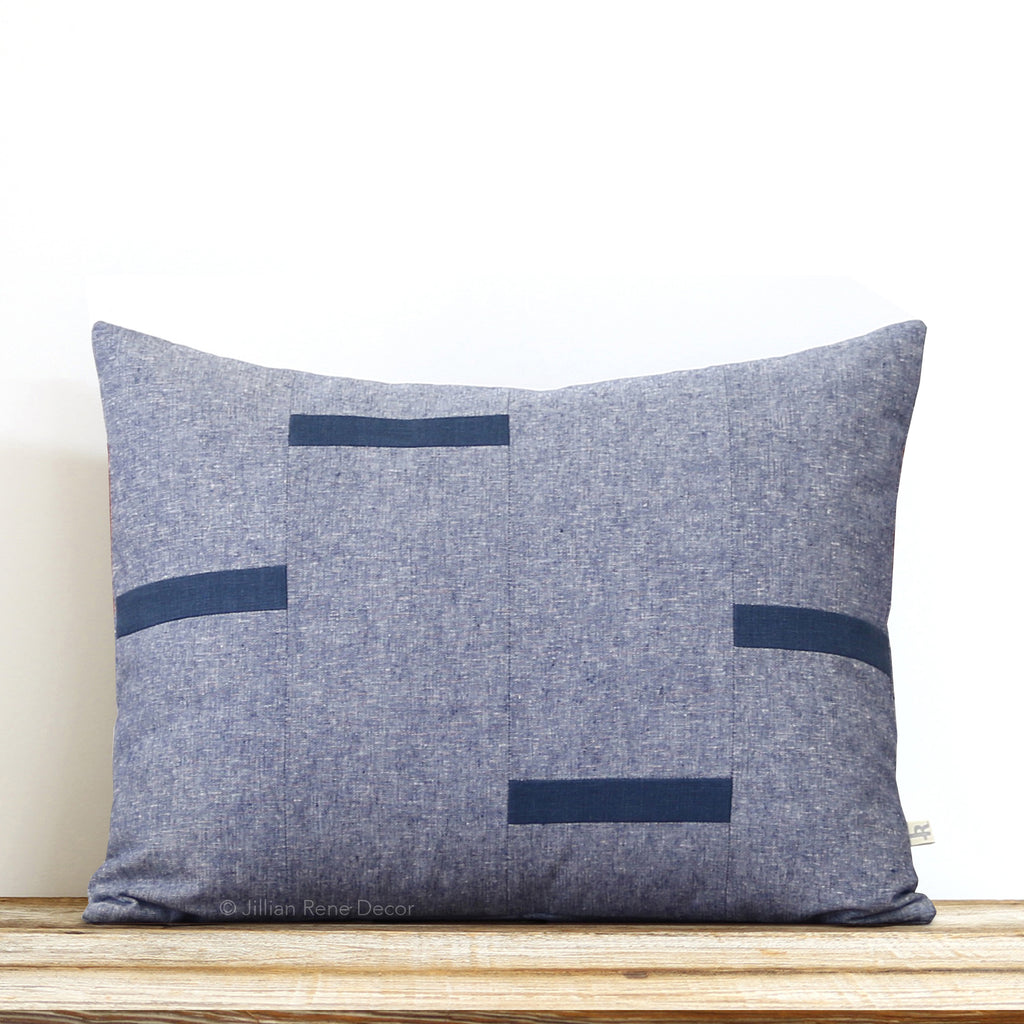 Interconnection Pillow - Navy and Navy Chambray
