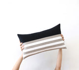 Breton Stripe Lumbar Pillow - Black, Cream and Natural