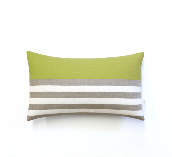 Breton Stripe Lumbar Pillow - Natural, Cream and Linden