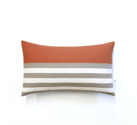 Breton Stripe Lumbar Pillow - Natural, Cream and Sienna