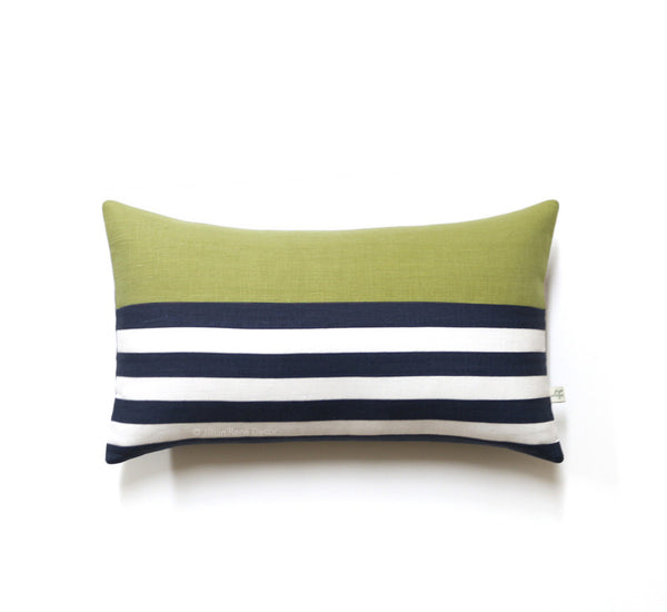 Breton Stripe Lumbar Pillow - Navy / Cream / Linden