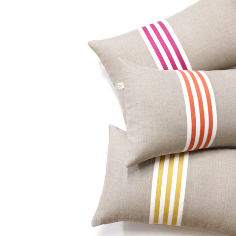 Banded Stripe Pillow - Sangria, Cream and Natural