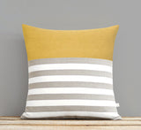 Breton Stripe Lumbar Pillow - Natural, Cream and Squash Yellow