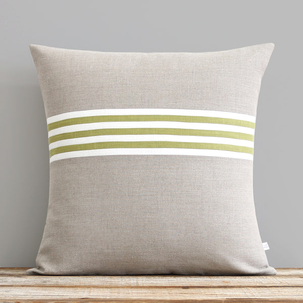Banded Stripe Pillow - Linden, Cream and Natural