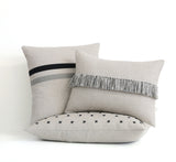 Stitched Linen Pillow - Black and Natural