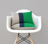 Colorblock Pillow - Kelly, Navy and Natural