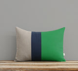 Colorblock Pillow - Kelly, Navy and Natural