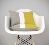 Colorblock Pillow - Mustard, Cream and Natural Linen