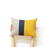 Colorblock Pillow - Mustard, Navy and Natural