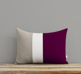 Colorblock Pillow - Plum/Cream/Natural
