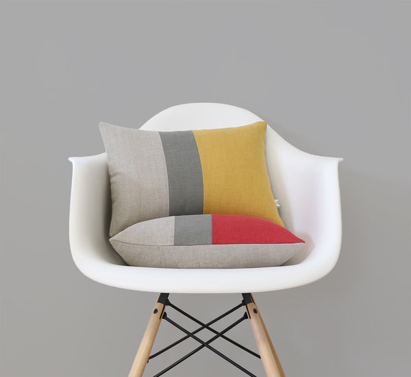 Colorblock Pillow - Squash or Marsala