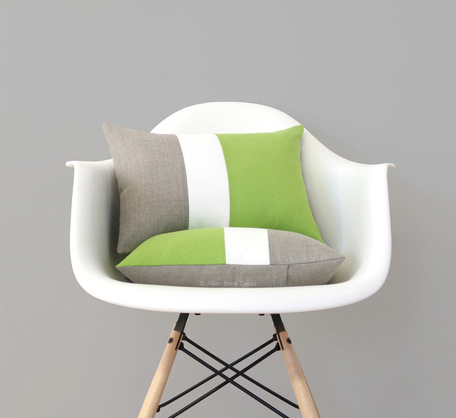 Custom Green Colorblock Pillow Covers