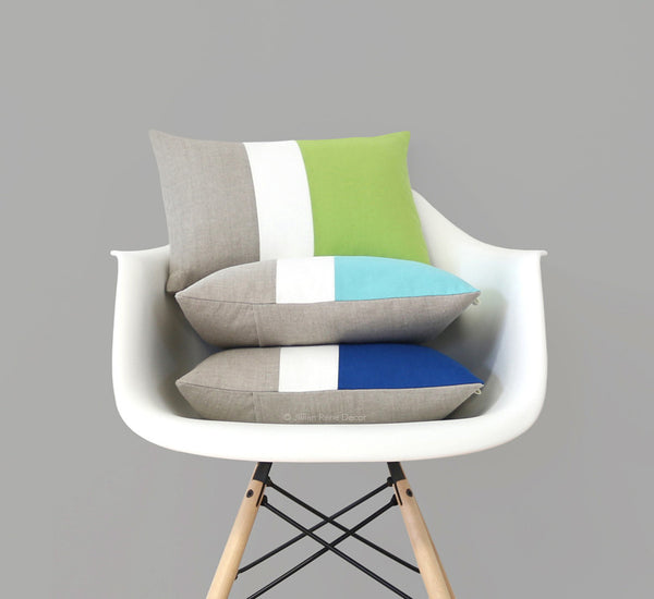 Colorblock Pillow Covers - Lime, Mint, Cobalt