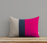 Colorblock Pillow - Hot Pink/Navy/Natural