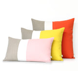 Colorblock Pillow Covers - Coral, Yellow or Pastel Pink