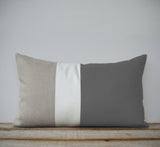 Colorblock Pillow - Grey/Cream/Natural