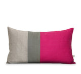 Colorblock Pillow - Hot Pink/Grey/Natural