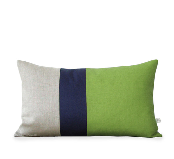 Colorblock Pillow - Lime/Navy/Natural