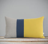 Colorblock Pillow - Mustard, Navy and Natural