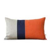 Colorblock Pillow - Orange/Navy/Natural