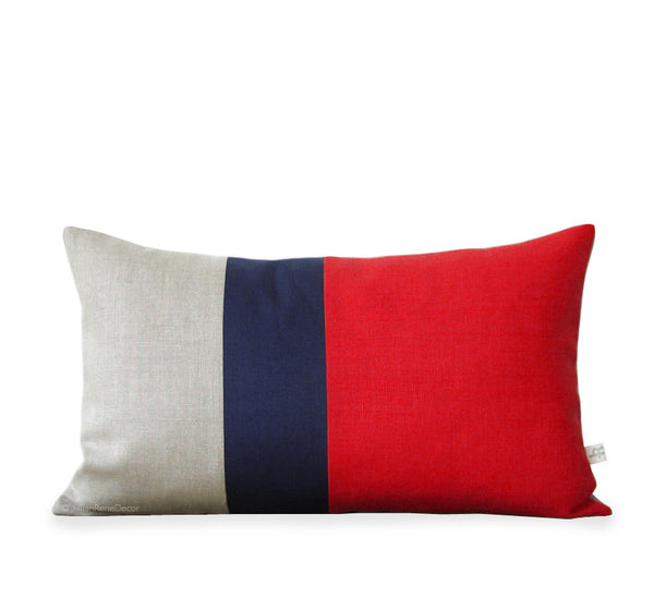 Colorblock Pillow - Poppy/Navy/Natural