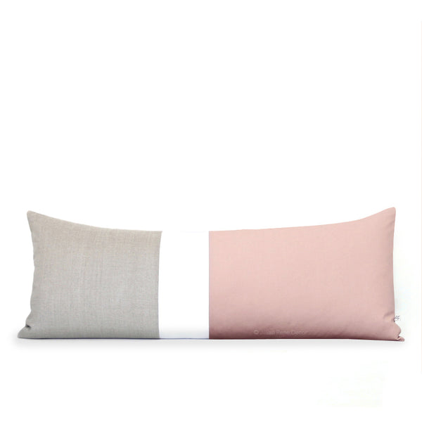 Blush and Cream Colorblock Pillow (14x35)