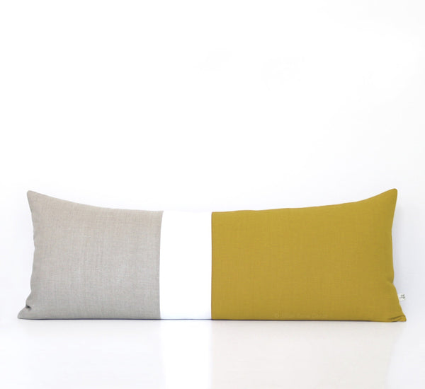 Extra Long Lumbar Colorblock Pillow (14x35) Mustard