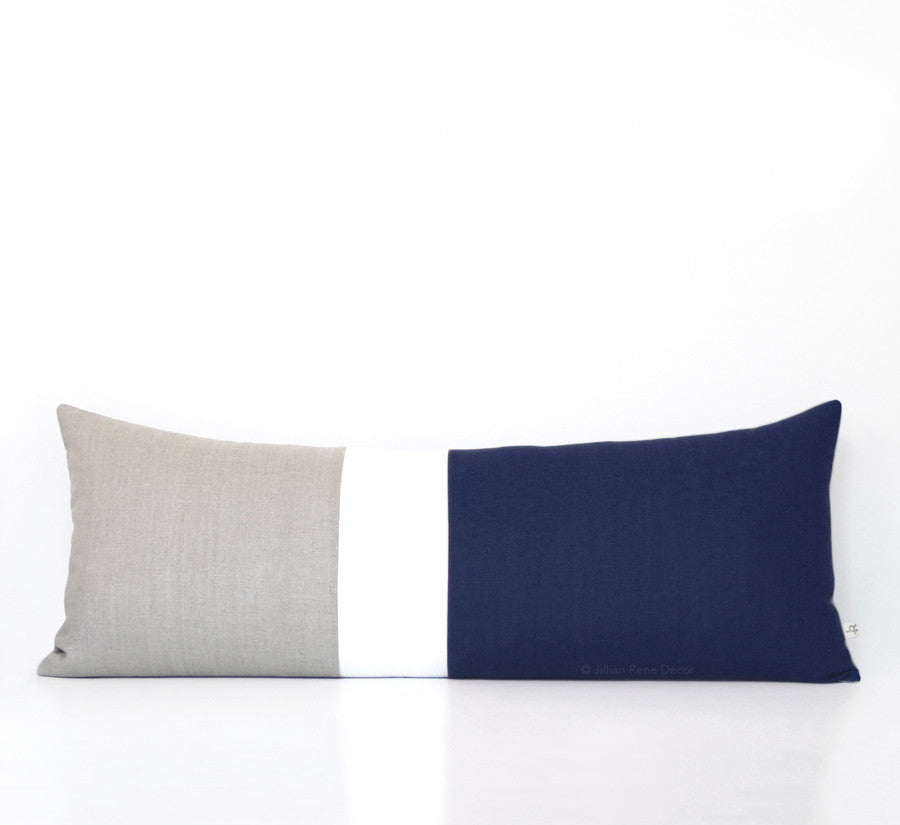 Lumbar Colorblock Pillow - Navy Blue