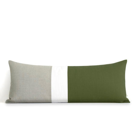 Extra Long Lumbar Colorblock Pillow (14x35) Olive