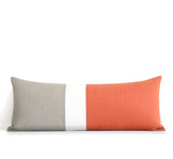 Extra Long Lumbar Colorblock Pillow (14x35) Orange