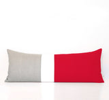 Extra Long Lumbar Colorblock Pillow (14x35) Poppy Red