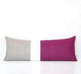 Sangria Colorblock Pillow with Cream Stripe