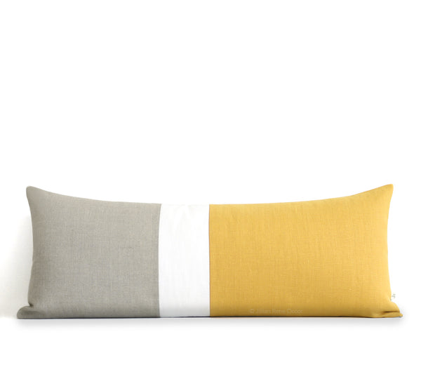 Extra Long Lumbar Colorblock Pillow (14x35) Squash Yellow