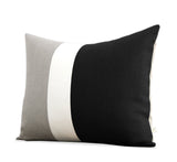 Colorblock Pillow Cover - Black, Cream and Natural Linen