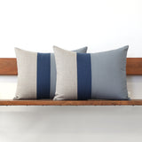 Colorblock Pillow - Grey, Navy and Natural