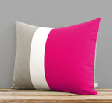 Colorblock Pillow - Hot Pink/Cream/Natural