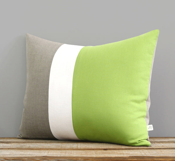 Colorblock Pillow - Lime/Cream/Natural