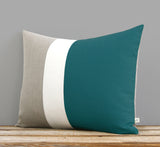 Colorblock Pillow - Teal/Cream/Natural