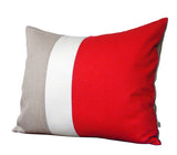 Colorblock Pillow - Poppy/Cream/Natural