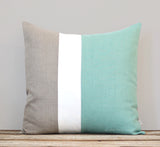 Aqua Colorblock Pillow Cover