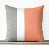 Colorblock Pillow - Cantaloupe/Cream/Natural