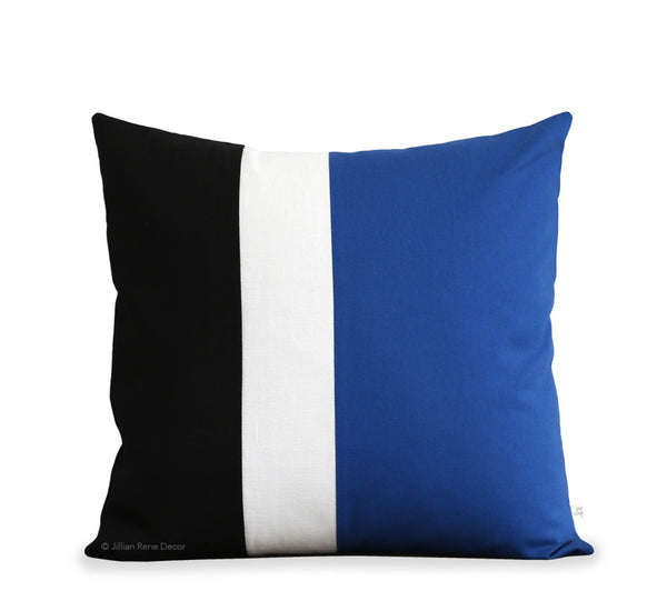 Colorblock Pillow - Cobalt, Cream and Black