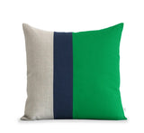 Colorblock Pillow - Kelly, Navy and Natural