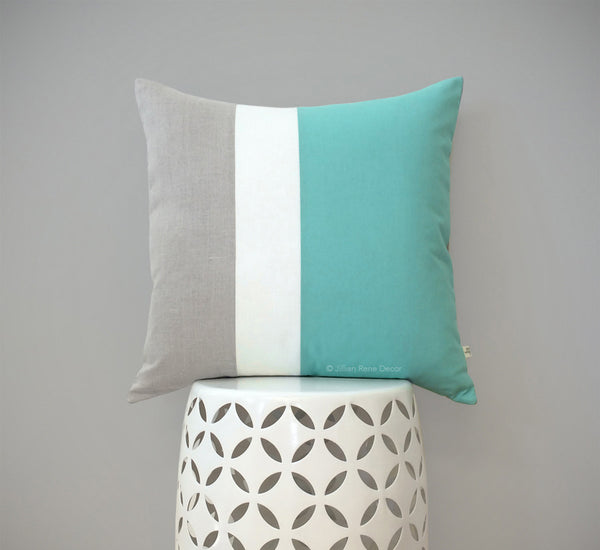 Colorblock Pillow - Mint/Cream/Natural