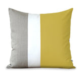 Colorblock Pillow - Mustard, Cream and Natural Linen